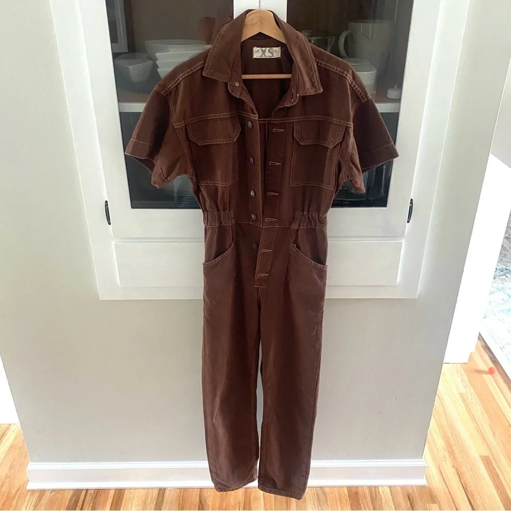 Free People x We The Free Marci Jumpsuit Denim Pinecone Brown Size XS OB1244404